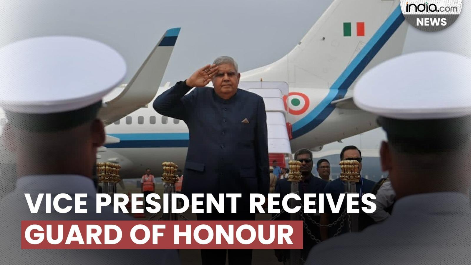 Vice President Jagdeep Dhankhar receives Guard of Honour at Visakhapatnam airport