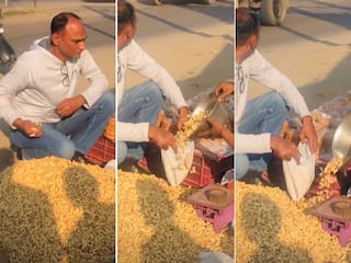 Chor Ka Video: शख्स ने चालाकी से चुराने लगा मूंगफली, मगर दुकानदार उसका भी सरदार निकला | देखें वीडियो