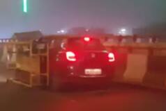 WATCH: Speeding Car Drags Police Barricade For Over 100 Mts On Delhi Flyover