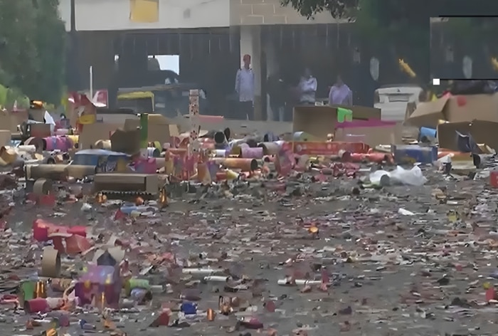 WATCH: Firecracker Waste Layers Roads In Chennai, Dust Chokes Lungs
