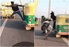 WATCH: Man's Viral Stunt In Moving Autorickshaw On Delhi's Signature Bridge, Cyclist Injured