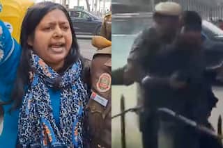 Lok Sabha Security Breach: Man, Woman Caught Outside Parliament With Smoke Canisters: Watch Videos