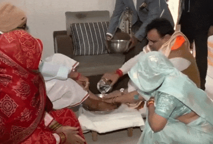 Watch: Bhajanlal Sharma Washed Father's Feet Ahead Of Swearing-In Ceremony