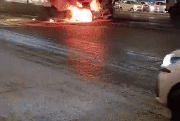 Watch: Moving Mixer Truck Catches Fire On Mumbai's Western Express Highway