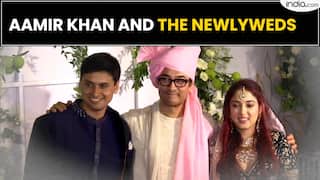 Aamir Khan poses with newly married Ira Khan and Nupur Shikhare