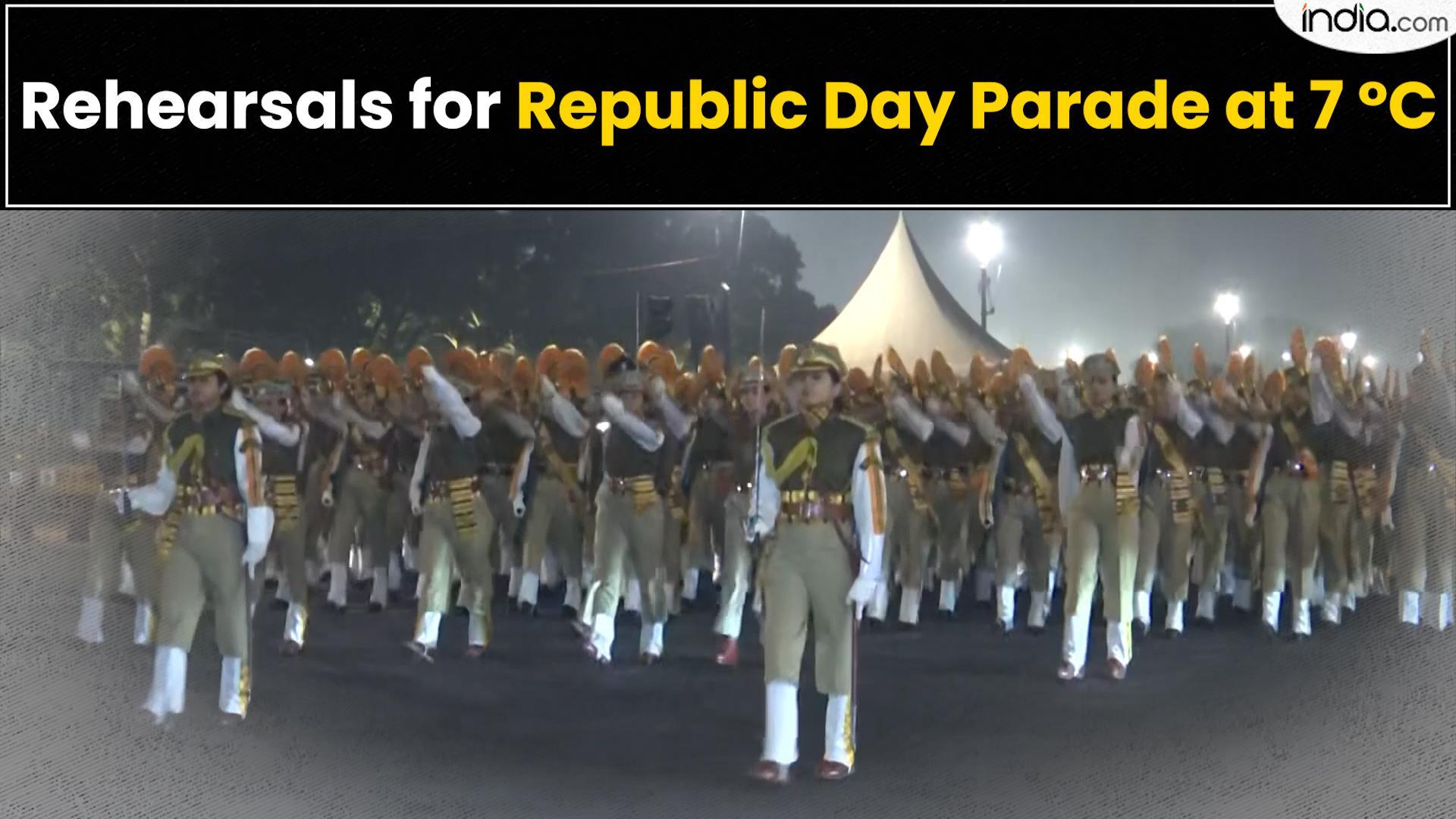 Delhi: Rehearsals for Republic Day parade underway at Kartavya Path at 7  C