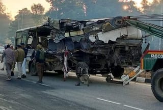 12 Dead, 30 Injured in Bus-Truck Collision in Assam's Golaghat; President Murmu, PM Modi Condole Deaths