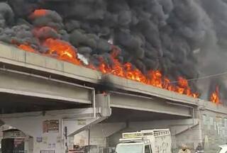 WATCH: Massive Fire Breaks Out At Ludhiana Flyover After Oil Tanker Crashes Into Divider