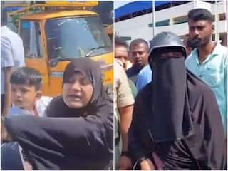 WATCH: Burqa-Clad Woman, Hindu Activists Trade Slogans In Face Off During Ram Mandir Celebrations In Karnataka