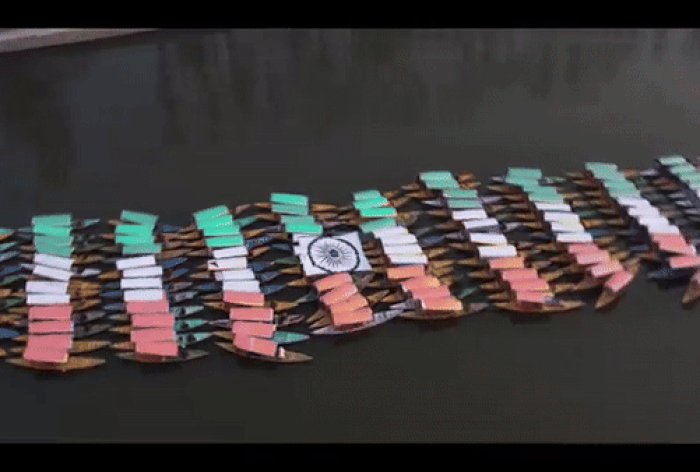 Drone Visuals: 120 'Shikara' Boats Create Pattern Of Indian Flag In Srinagar's Famous Dal Lake