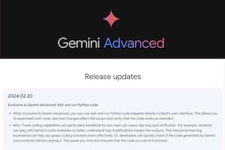 Google Updates Gemini Advanced With New Coding Features; Know More Here
