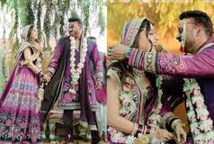 Bride Divya Agarwal Twins And Wins in Floral-Detailed Purple Lehenga For Traditional Marathi Wedding- See PICS