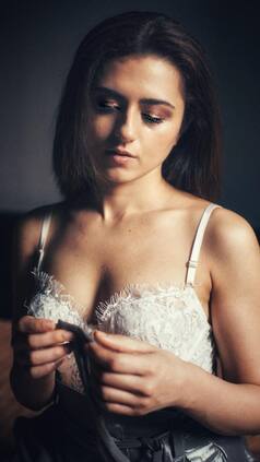 Riddhi Dogra's 8 Photos in Lace Top And Slip Dress