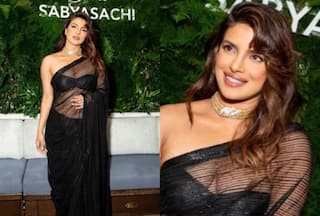 Priyanka Chopra In Black Sabyasachi Saree And Deep-Neck Blouse Serves Perfect Cocktail Night Inspiration