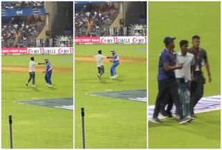 VIDEO: सुरक्षा की धज्जियां उड़ाकर फिर मैदान में घुसा दर्शक, रोहित से मिलने के बाद ईशान किशन के भी गले लगा