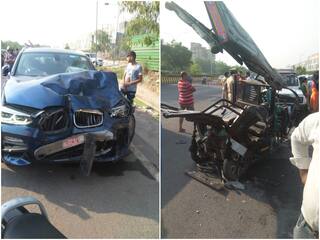 Noida में तेज रफ्तार BMW ने ई-रिक्शा में पीछे से मारी टक्कर, 2 की मौत- तीन गंभीर रूप से घायल