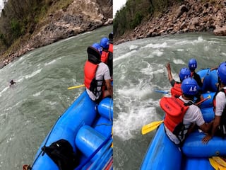 Rafting Ka Video: राफ्टिंग के दौरान हीरो बनने लगा शख्स, अगले ही पल नानी याद आ गई | देखें वीडियो