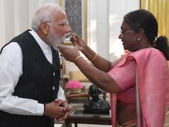 VIDEO: President Murmu Feeds 'Dahi-Cheeni' To PM-Designate Narendra Modi At Rashtrapati Bhavan
