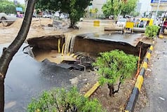 Gujarat Rains: Massive Sinkhole Formed On Road Amid Heavy Rains in Ahmedabad