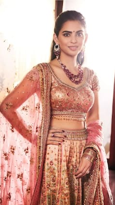 Isha Ambani Paints The Town Gulabi in Kundan & Crystal Lehenga