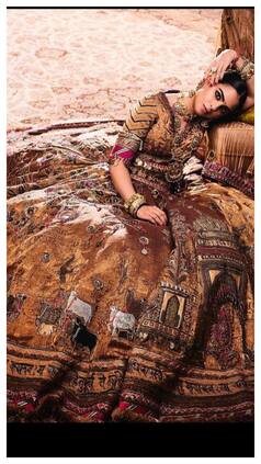 Isha Ambani Exudes Old Vintage Charm in Rust-Maroon Embellished Lehenga