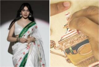 Wimbledon-Themed Saree Features Champions' Names, Strawberry Motifs, and Trophy - Full Details Inside