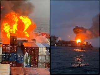 Major Fire Erupts Aboard Cargo Ship Ferrying 'Dangerous Goods', Explosives Off Goa Coast; ICG To The Rescue