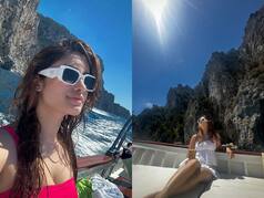 Rasha Thadani ने समंदर में लगाई आग, डीपनेक ड्रेस में दिखाया अपना कातिलाना अंदाज