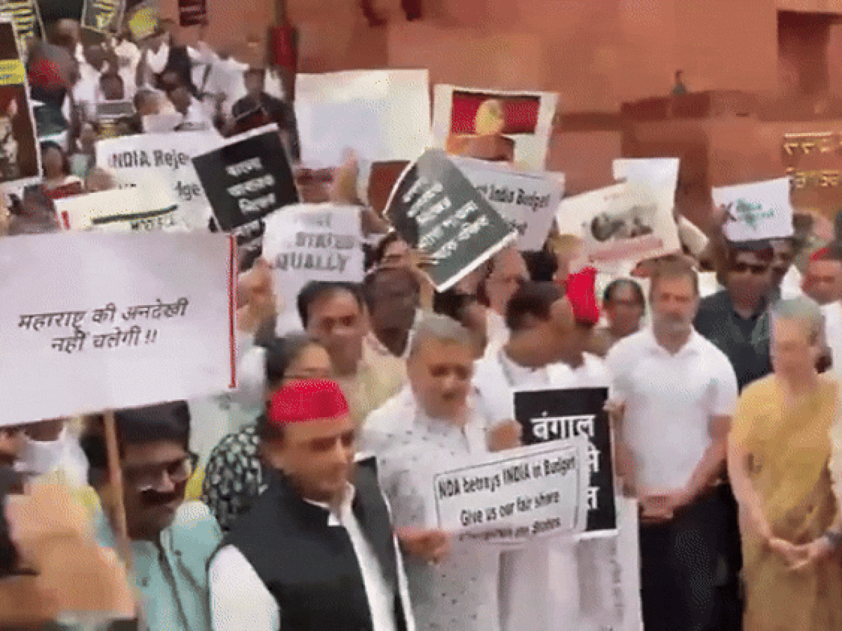 INDIA Bloc Leaders Protest Against 'Discriminatory' Union Budget, Demand Equal Treatment To All States