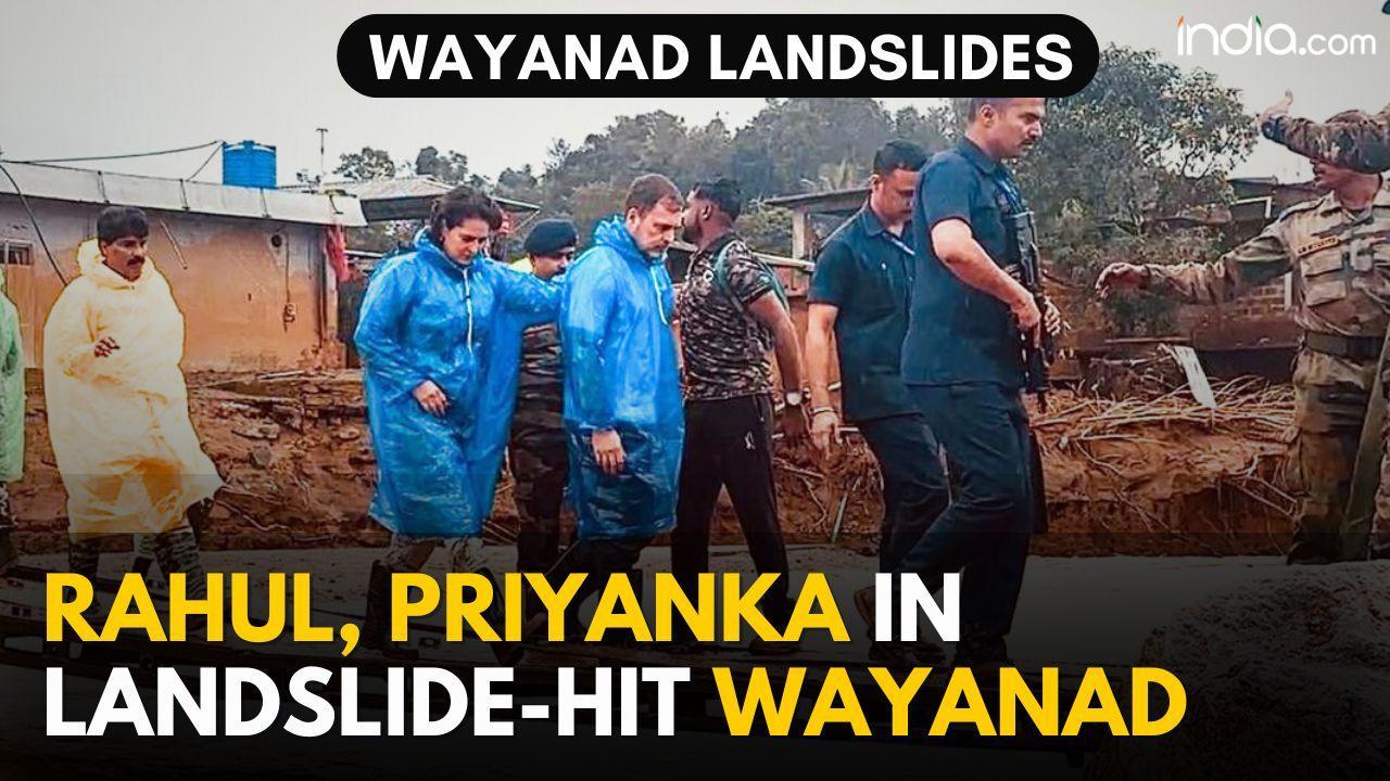 Wayanad Landslides: LoP Rahul Gandhi, Priyanka Vadra reach landslide site in Kerala