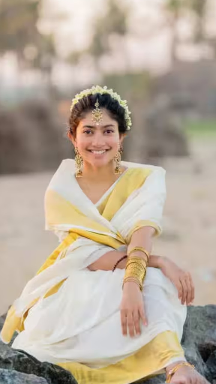 Sai Pallavi Inspired White Traditional Sarees For Ganesh Chaturthi