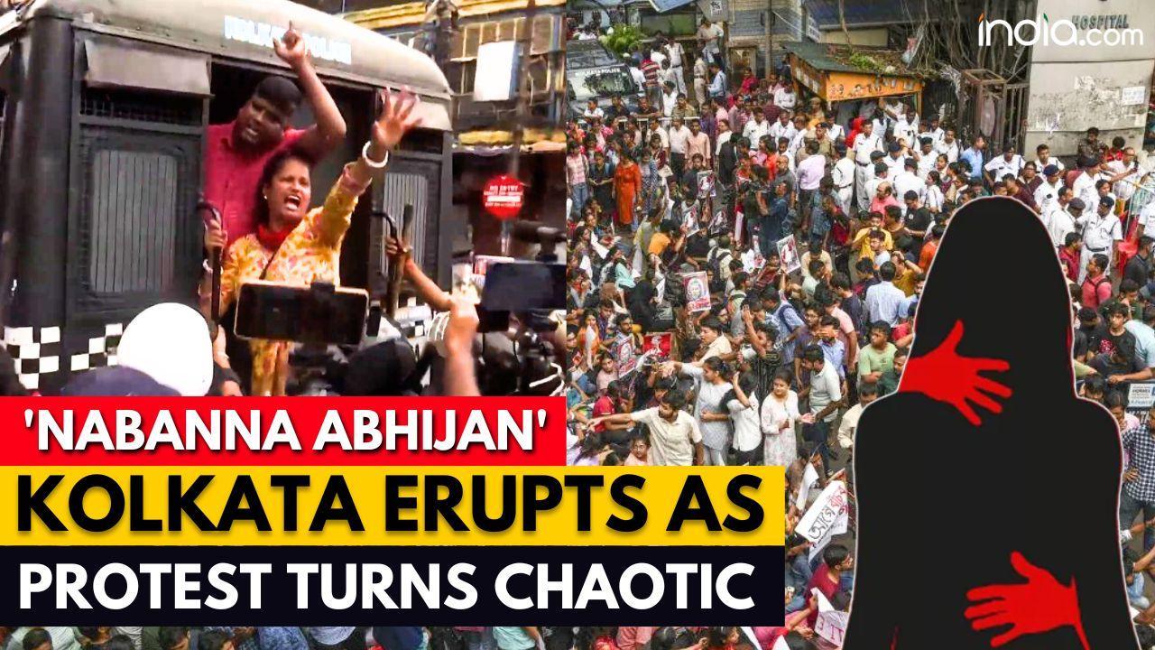 Nabanna March: Kolkata Cops Deploy Water Cannons, Tear Gas, and Baton Charges Against Protesters