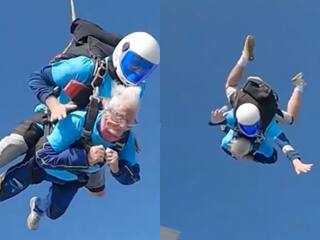 Dadi Ka Video: दादी पर चढ़ा रोमांच का भूत, 102 साल की उम्र में लगाने लगीं आसमानी गोते | देखें वीडियो