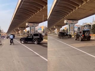 Stunt Ka Video: गुरुग्राम की सड़कों पर थार और स्कॉर्पियो से किया स्टंट, बीच में फंस गया साइकिल सवार | देखें वीडियो