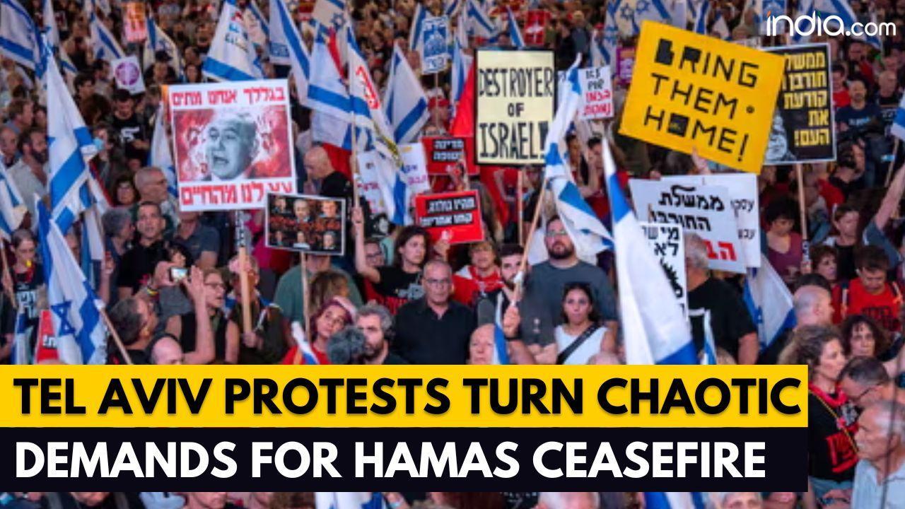 Israel-Hamas War: Chaos after scuffles break out between protesters and police in Tel Aviv