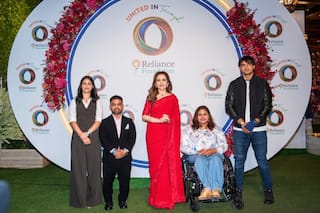 Nita Ambani poses with Manu Bhaker, Neeraj Chopra at Antilia during    United in Triumph    event