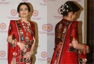 Nita Ambani Stuns in Red Silk Patola Saree With a Special Feature on Her Blouse - Pics