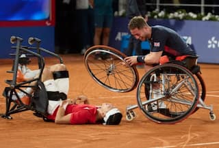 WATCH: Japan's Tennis Gold Medal Winner Celebrates Win By Spinning Wheelchair, But Wheel Comes Off In Paralympics 2024