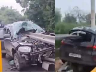 कार में गाना बदलने की कोशिश में ड्राइवर ने खोया गाड़ी से कंट्रोल, DU के 4 छात्रों समेत 5 घायल | VIDEO