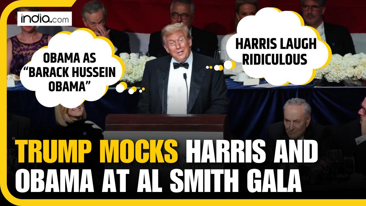 Trump Roasts Harris   s Laughter, Mocks 'Barack Hussein Obama' in Fiery Al Smith Dinner Speech