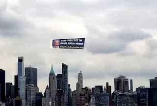 Airline banner over New York City's Hudson River calls to end genocide of Hindus in Bangladesh