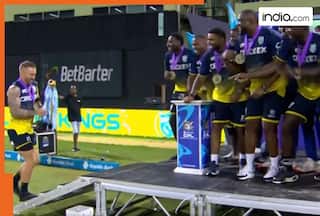 WATCH: Captain Faf du Plessis does the Rohit Sharma    walk    after winning the CPL T20 title with St Lucia Kings
