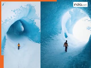 Video : शख्स को मिल गया 'स्वर्ग का रास्ता'! बर्फ के पहाड़ में नहीं देखी होगी ऐसी सुरंग, आपका भी जाने का होगा मन