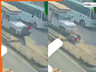 Viral Video Today: उछलकर सीधा गाड़ी के बोनट पर गिरा बाइक सवार, फिर जो हुआ चमत्कार ही कहेंगे | देखें वीडियो