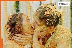 Aaliyah Kashyap does a lip-lock, sits on beau Shane Gregoire's lap during their wedding festivities