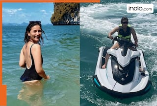 Alia Bhatt takes a dip in the sea in a hot black bikini, enjoys jet-skiing during vacation in Thailand, see pics