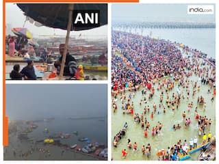 VIDEO: श्रद्धालुओं ने अयोध्या के सरयु घाट और काशी के गंगा घाट पर लगाई डुबकी