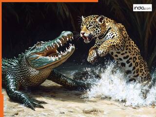 Magarmach Aur Jaguar Ka Video: नदी किनारे घूम रहा था मगरमच्छ, अचानक पानी में कूद पड़ा जगुआर, हिलाकर रख देगा वीडियो