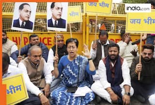 AAP stages 'dharna' after suspended MLAs, Atishi stopped at Delhi Assembly gate