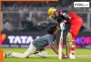 KKR vs RCB: Virat Kohli fan breaches Eden Gardens security, falls to star cricketer's feet during IPL 2025 opener, video goes viral
